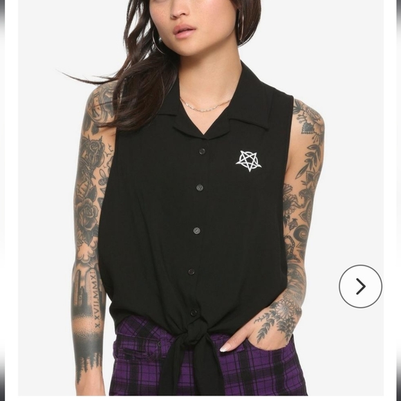 Spooky Tie-Up Button Blouse - Picture 1 of 8